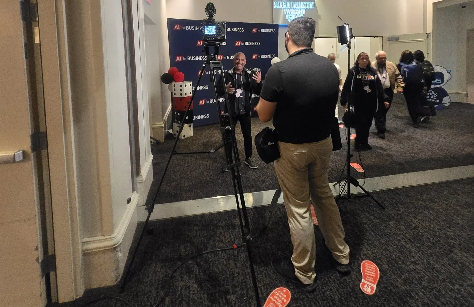 Kurtis Rudd being interviewed at the AI for Business event in Las Vegas