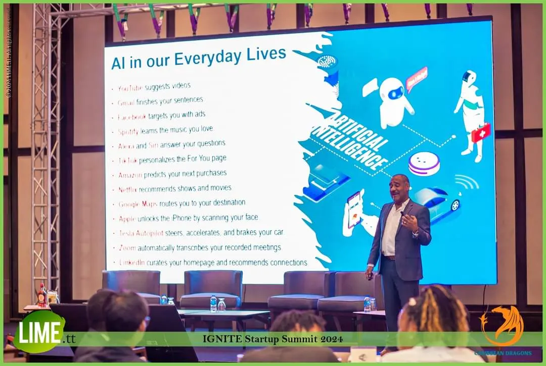 Kurtis Rudd presenting on AI in everyday life at the IGNITE Startup Summit 2024